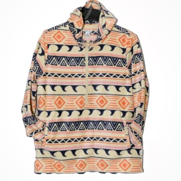 O’Neill Medium Half Zip Pullover Soft Polar Green & Cream Women’s Fleece Hoodie - Picture 8 of 11